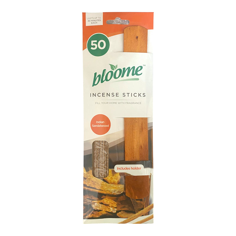 Bloome Incense Sticks & Holder Indian Sandalwood 50pk