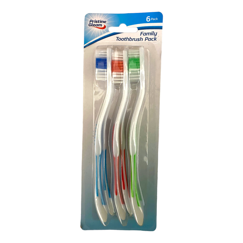 Pristine Gleam Family Toothbrushes 6pk