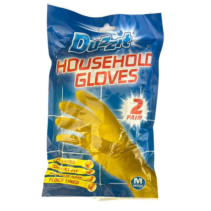 Duzzit Household Medium Rubber Gloves x 2pk