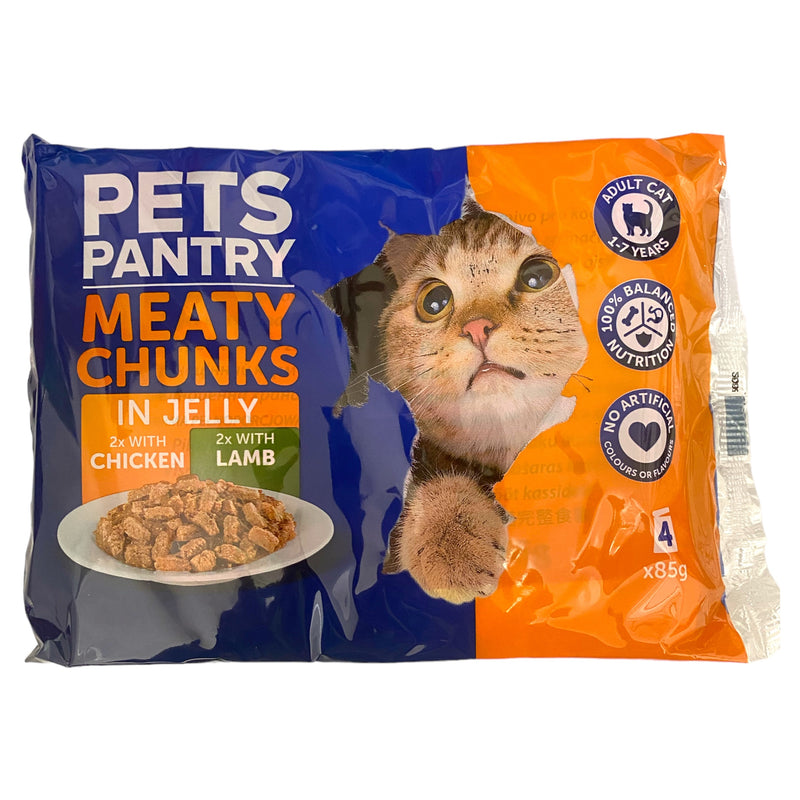 Pets Pantry Meaty Chunks In Jelly For Cats 4 x 100g