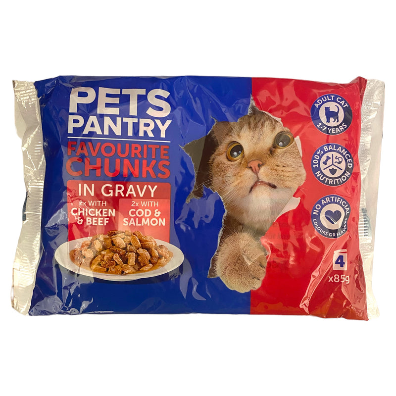 Pets Pantry Favourite Chunks In Gravy For Cats 4 x 100g