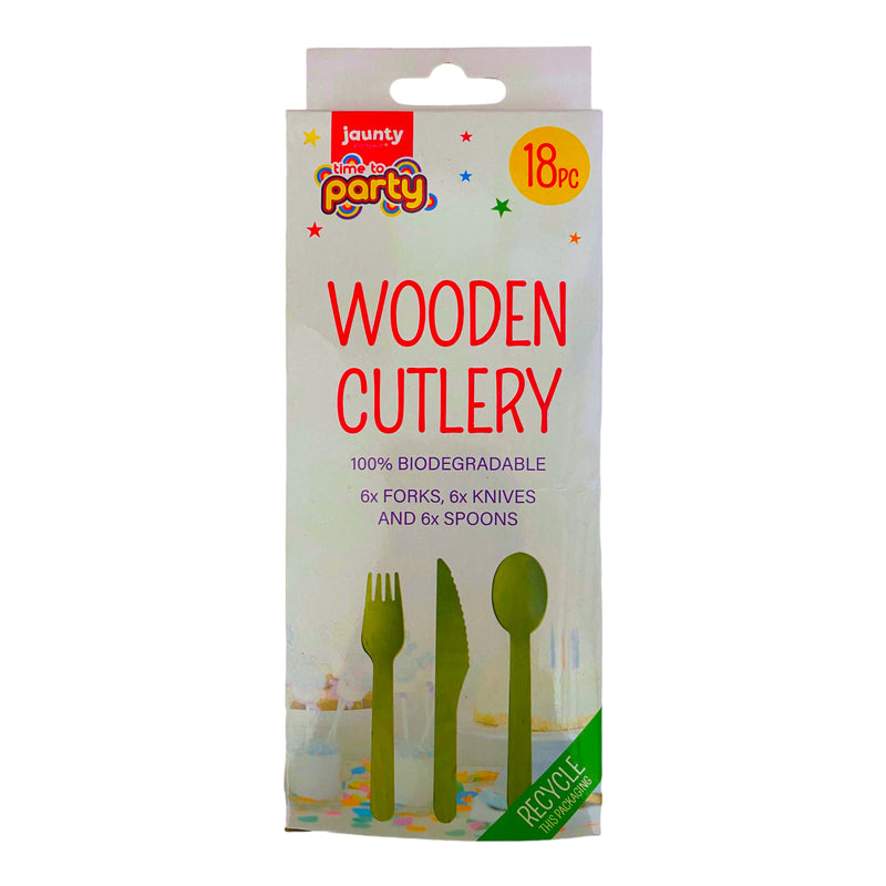 Jaunty Wooden Cutlery 18pk