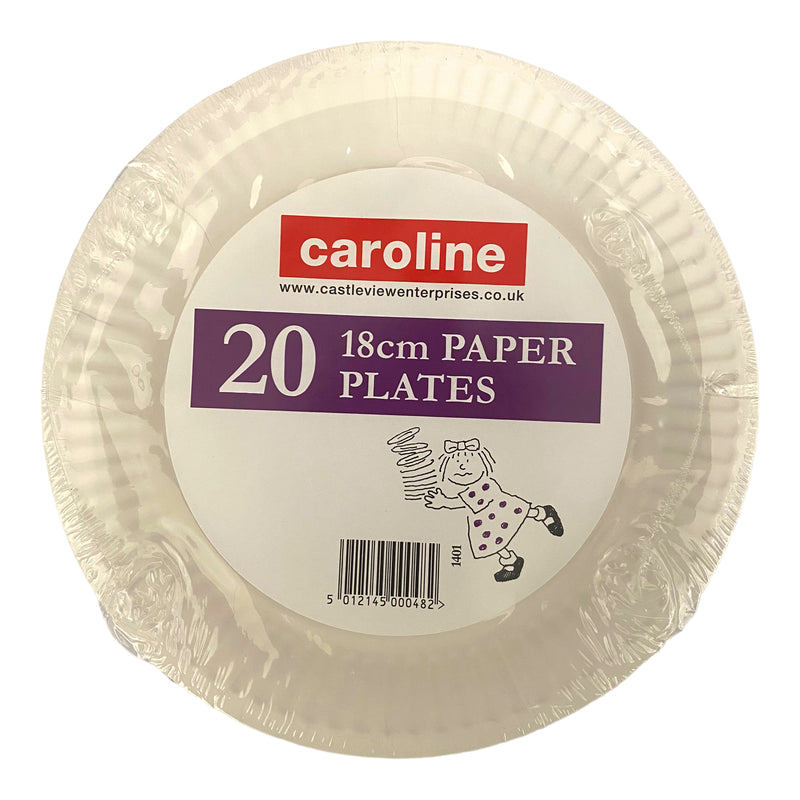 Caroline Small Paper Plates White 18cm x 20