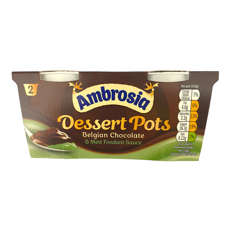 Ambrosia Dessert Pots Belgian Chocolate & Mint Fondant Sauce 2 x 110g