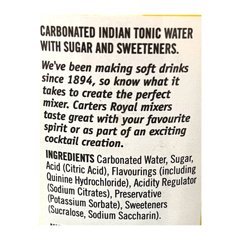 Carters Royal Indian Tonic Water 1Ltr