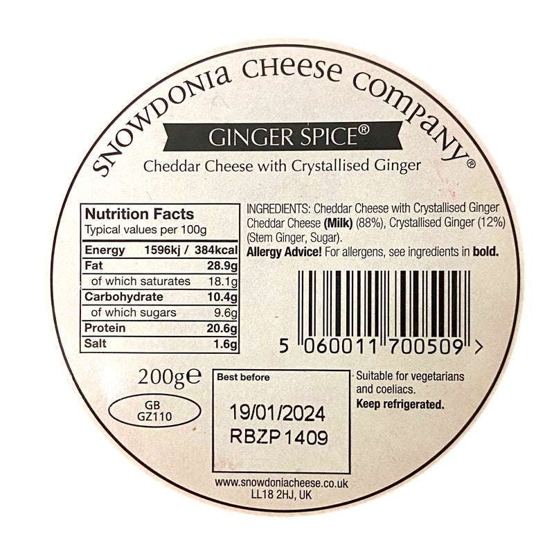 Snowdonia Ginger Spice Cheese 200g