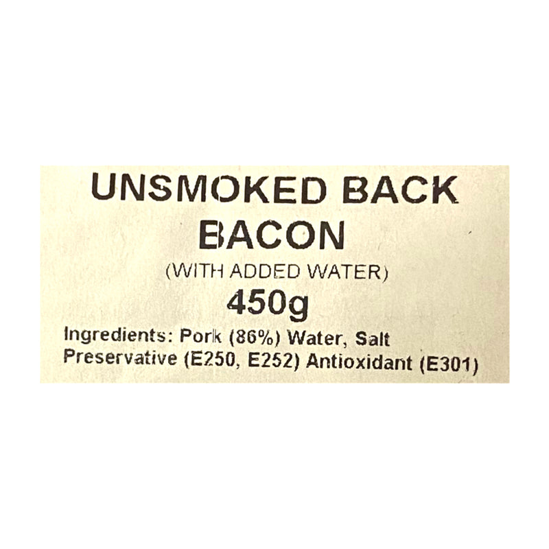 Brooke’s Unsmoked Back Bacon 450g