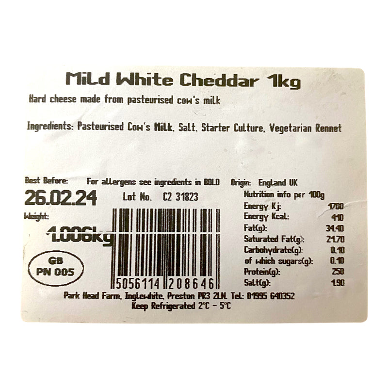 Mild White Cheddar 1kg