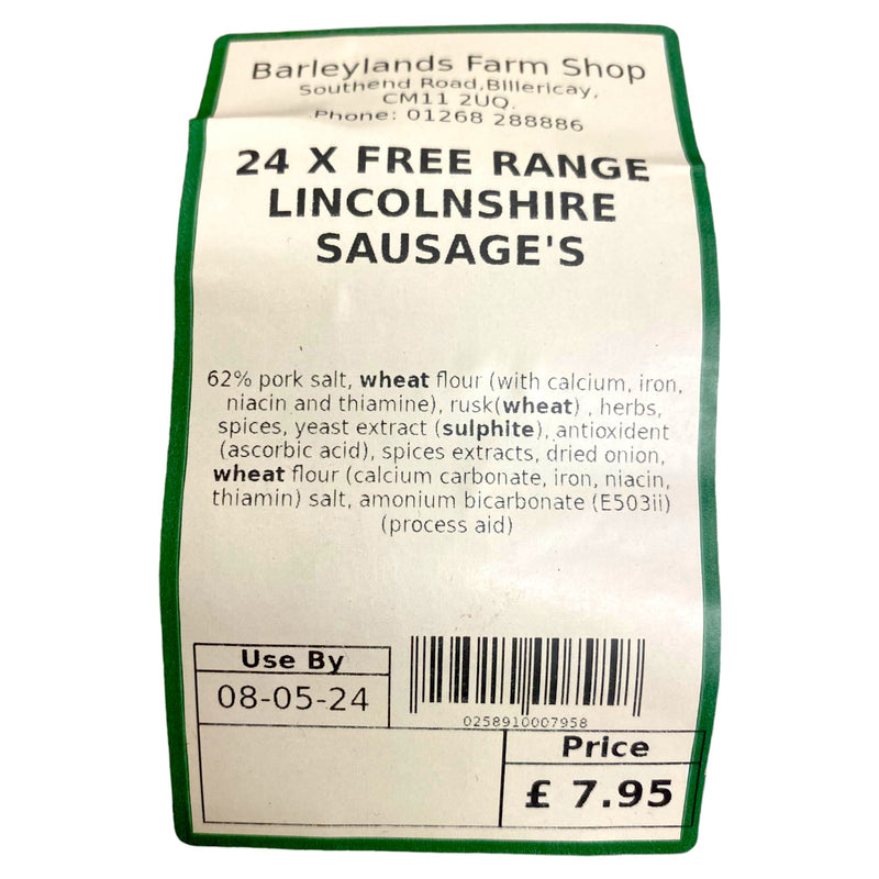 Free Range Lincolnshire Sausages x24