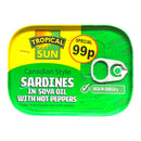 Tropical Sun Canadian Style Sardines In Soya Oil With Hot Peppers 106g