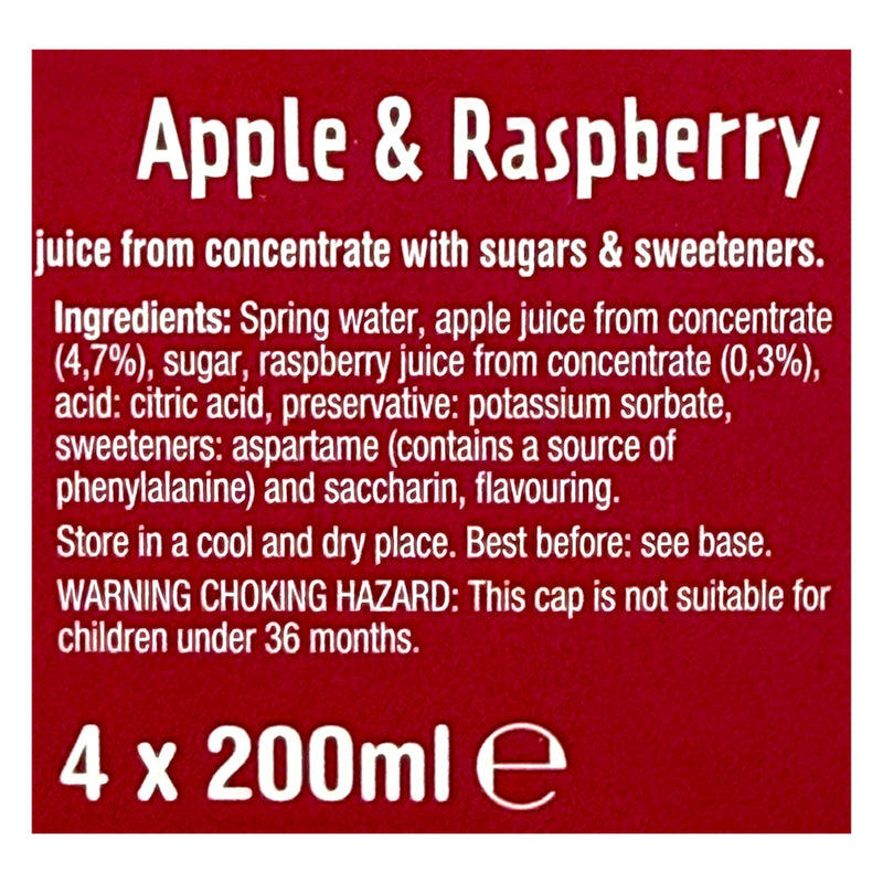 Squeeze It Apple & Raspberry 4 x 200ml