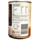 Back of a can with nutrition information, ingredients list, and barcode.