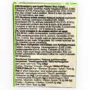 Nutritional information label for strawberry and apple-flavored sour candy on a white background