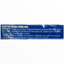 Clotted cream fudge bar packaging with ingredients list on a white background