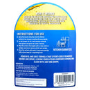 Back label of a kitchen cleaning product with instructions and ingredients.