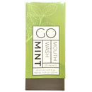 Green packaging of GO MINT Mouthwash with leaf design on a white background