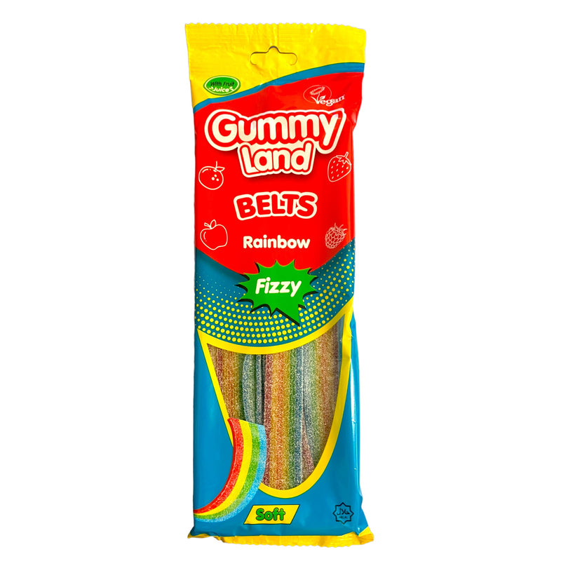 Gummy Land Rainbow Fizzy Belts 150g