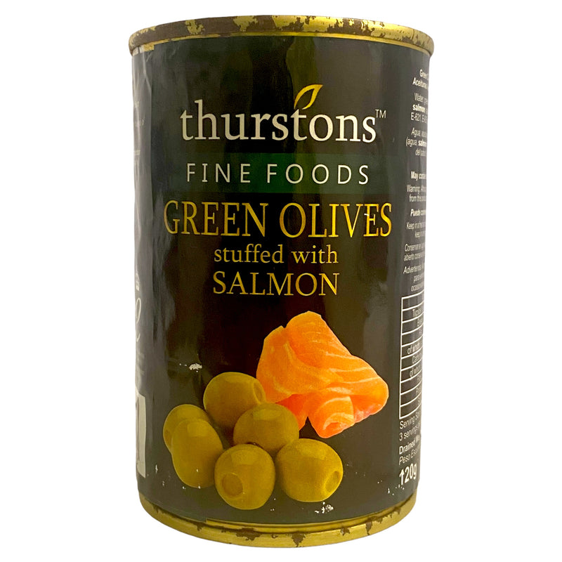 Thurstons Green Olives Stuffed With Salmon 300g