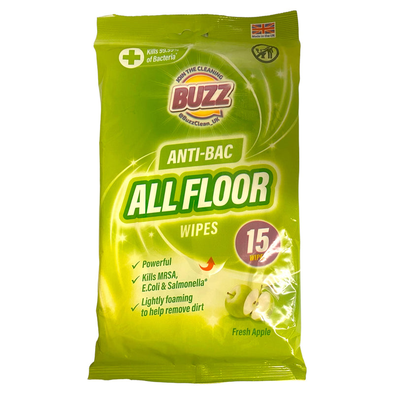 Buzz Anti-Bac All Floor Wipes Fresh Apple 15pk