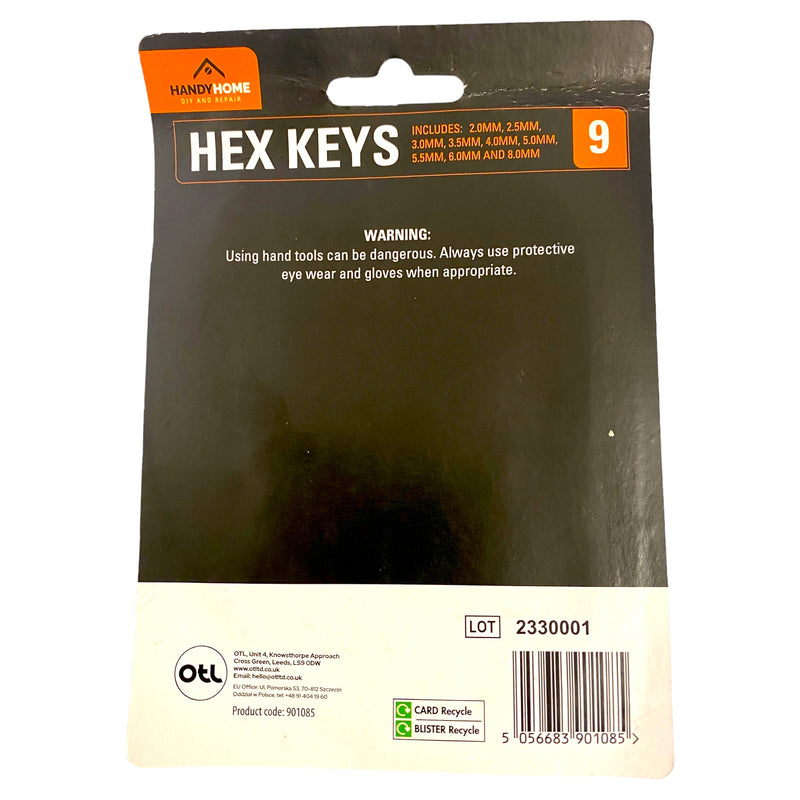 HandyHome Hex Keys 9pk