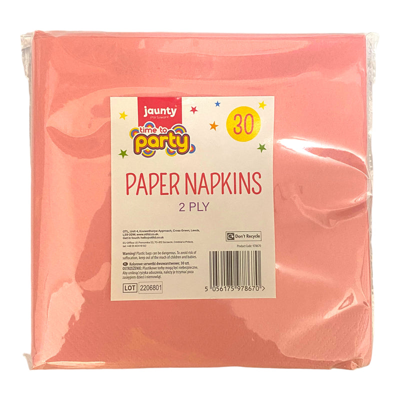Jaunty Paper Napkins - Pink x 30