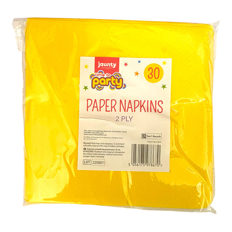 Jaunty Paper Napkins - Yellow x 30