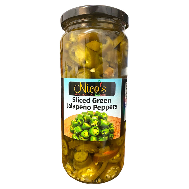 Nicos Sliced Green Jalapeños 480g