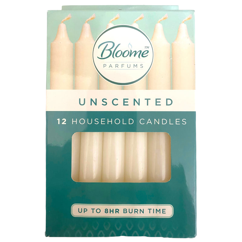 Bloome Long Burn Household Candles Unscented x 12