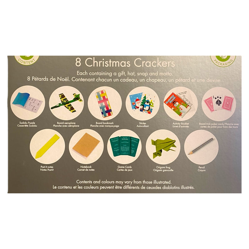 Christmas Crackers Silver with Snowflake 8pk