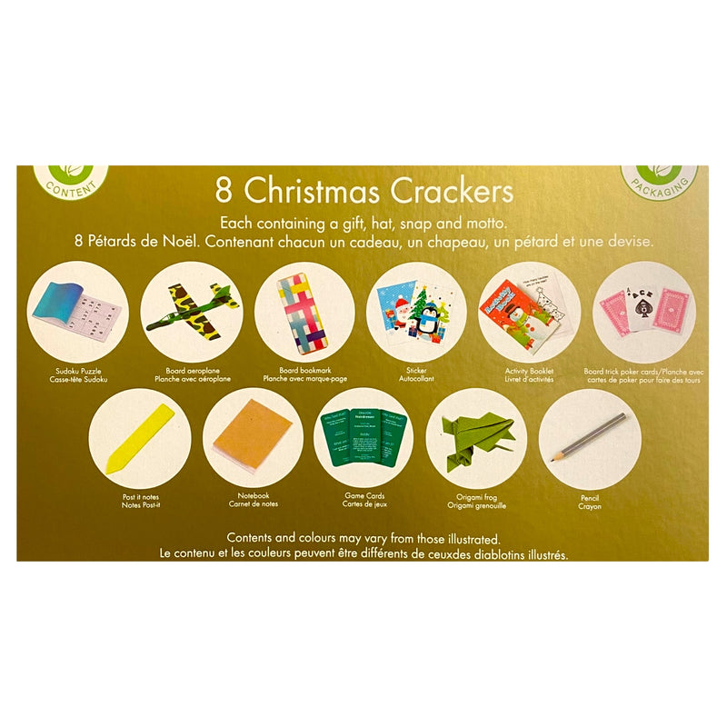 Christmas Crackers Gold with Reindeer 8pk