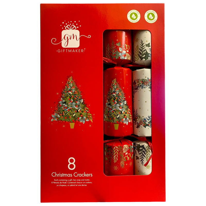 Christmas Crackers Red with Tree 8pk