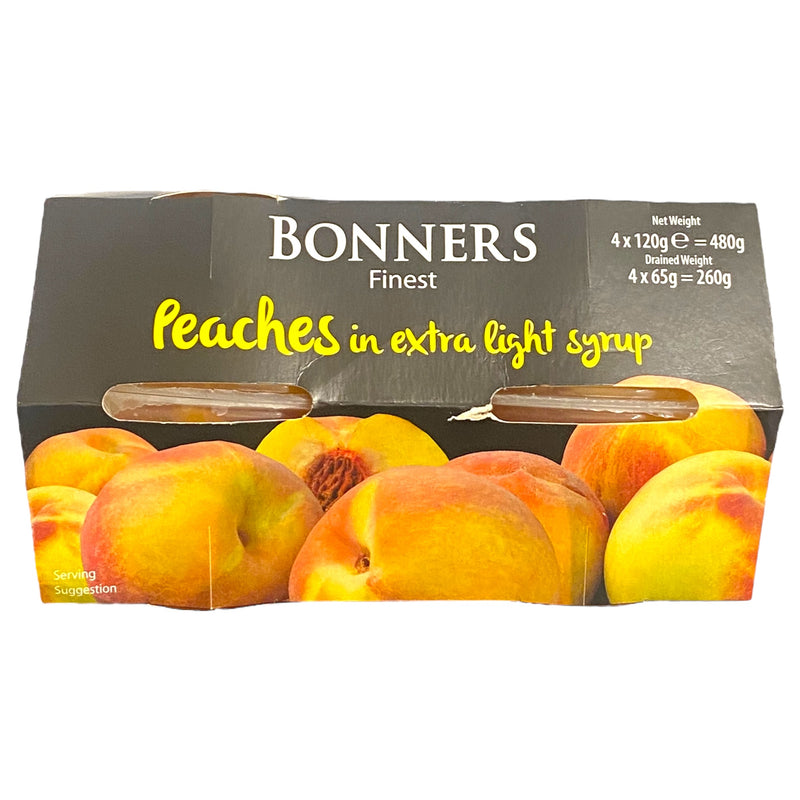 Bonners Finest Peaches in Extra Light Syrup 4 x 120g