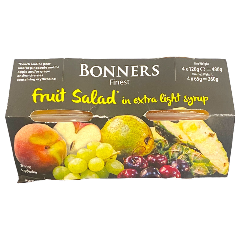 Bonners Finest Fruit Salad in Extra Light Syrup 4 x 120g