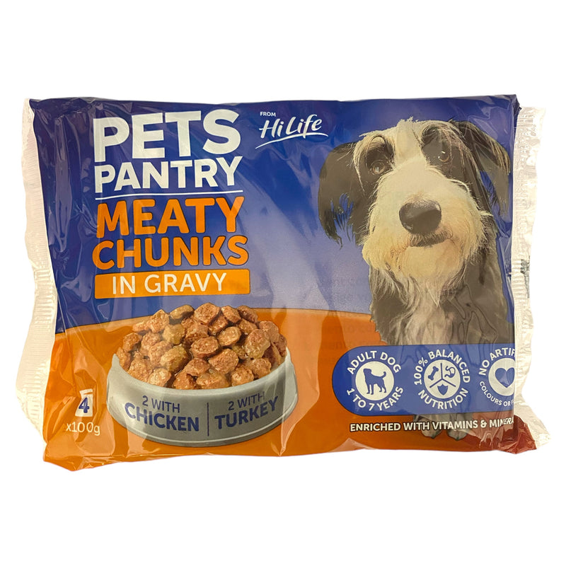 Pets Pantry Meaty Chunks In Gravy For Dogs 4 x 100g