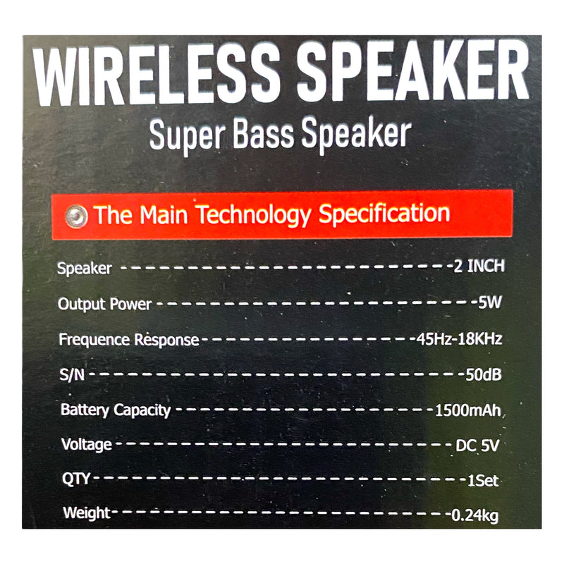 Wireless Super Bass Speaker 1500mAh