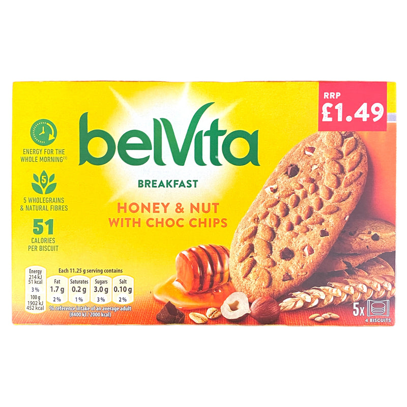 Belvita Breakfast Biscuits Honey & Nut With Choc Chips 5 x 4pk