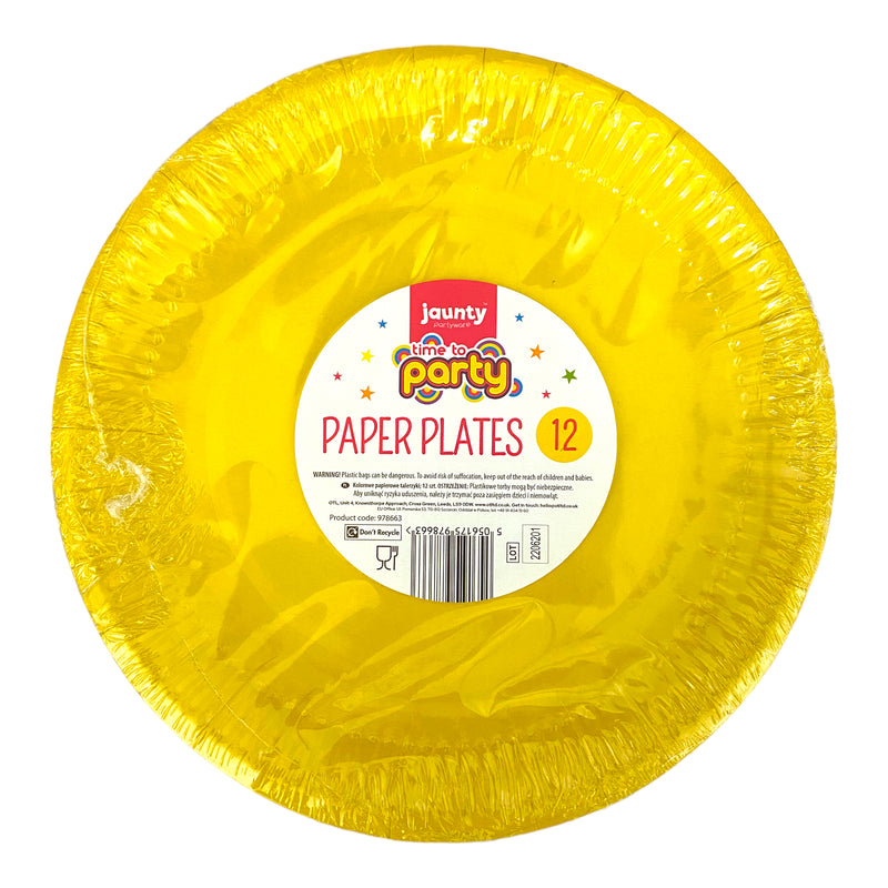 Jaunty Paper Plates Yellow x 12