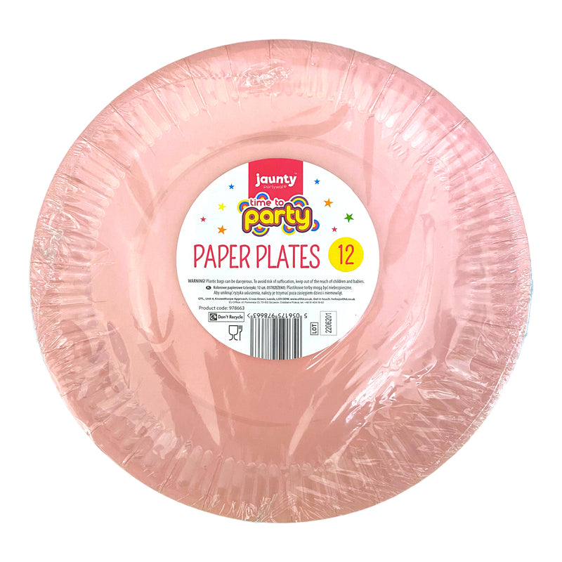 Jaunty Paper Plates Pink x 12