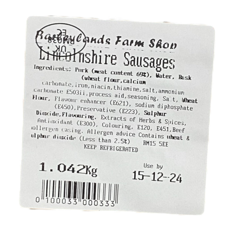 Lincolnshire Sausages 1kg