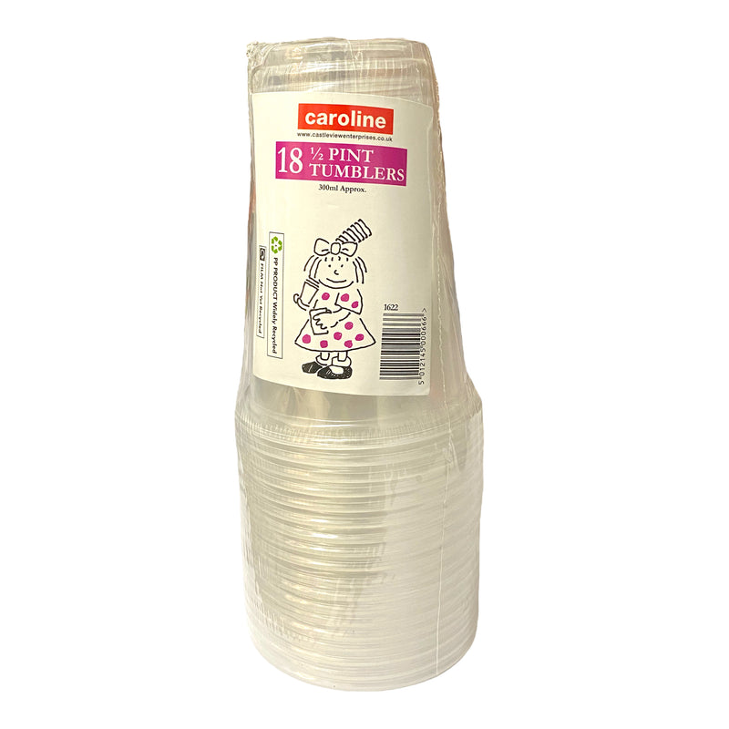 Caroline Plastic 1/2 Pint Tumblers x 18pk