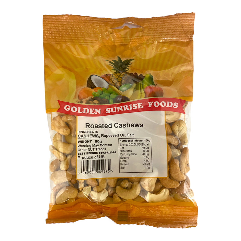 Golden Sunrise Foods Roasted Cashews 60g