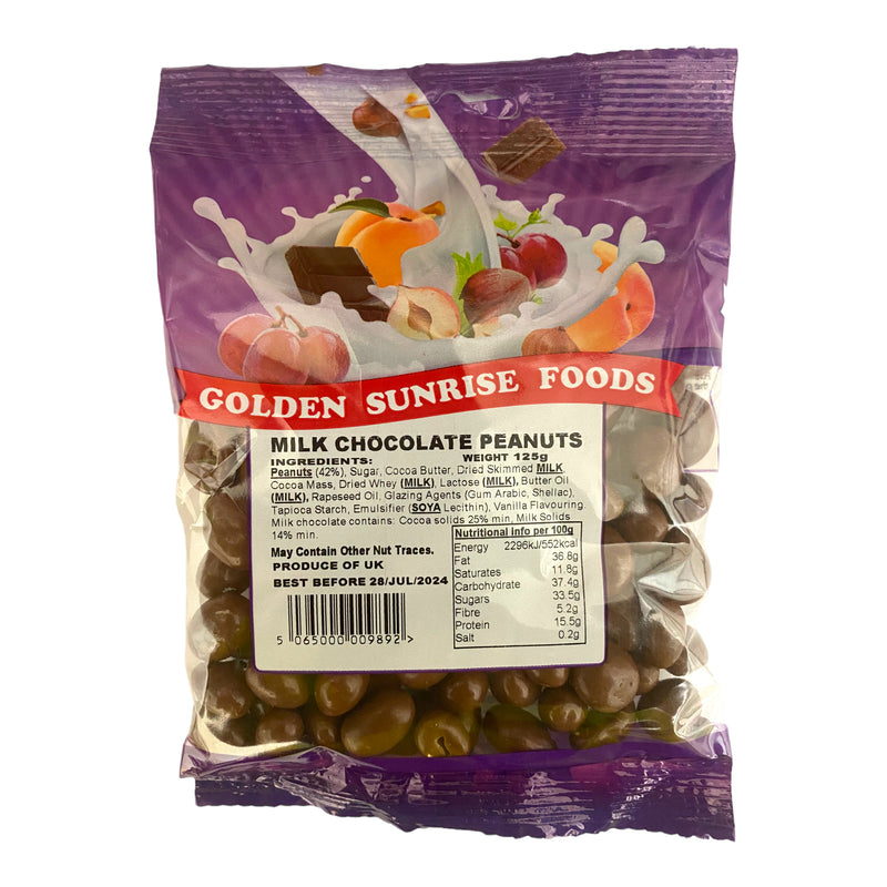 Golden Sunrise Foods Milk Chocolate Peanuts 125g