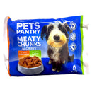 Pets Pantry Meaty Chunks In Gravy Chicken & Lamb 4 x 100g