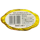 Yellow chocolate candy wrapper with a label and barcode on a white background