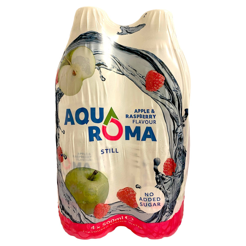 AquaRoma Apple & Raspberry Still Water 4 x 500ml