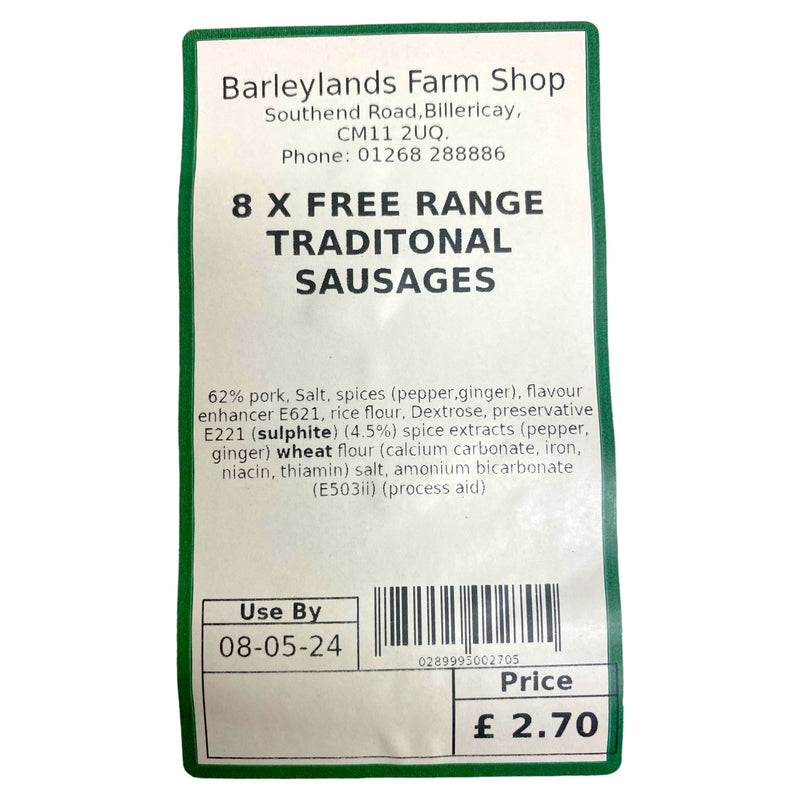 Free Range Traditional Sausages x8